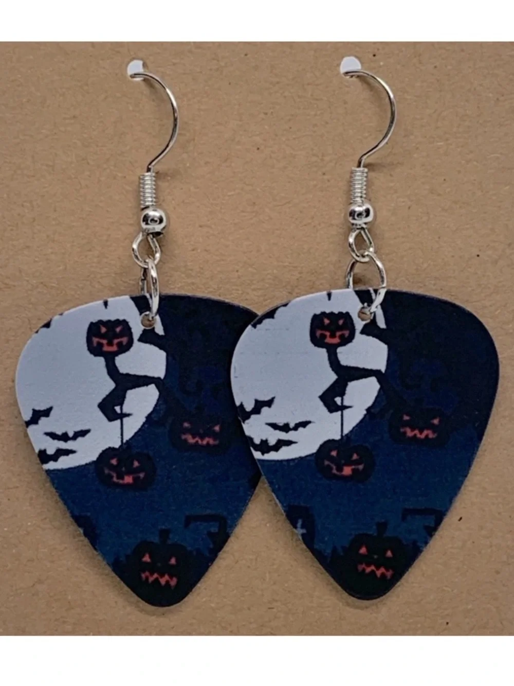 Guitar Pick Custom Earrings Halloween Pumpkins Fashion Jewelry